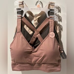 Danskin Stretch Seamless Pull-on Wirefree Removable Cups Wide Straps 3pc set
